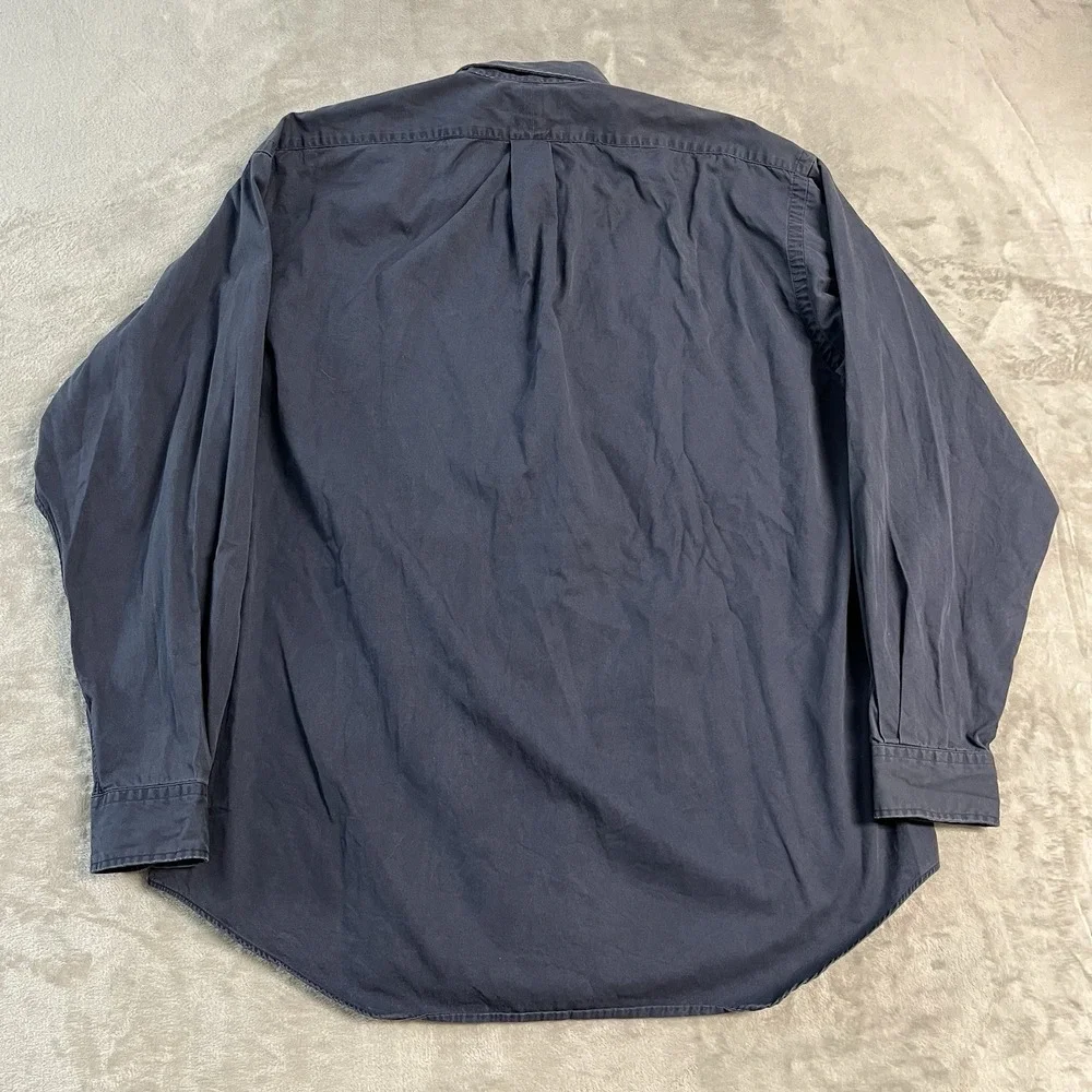 Ralph Lauren Blake Button Front Shirt Navy Logo Mens Large Long Sleeve Cotton
